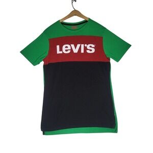 Levi's Color Block T Shirt Men's Size Small Green Red Black Logo Tee Y2K